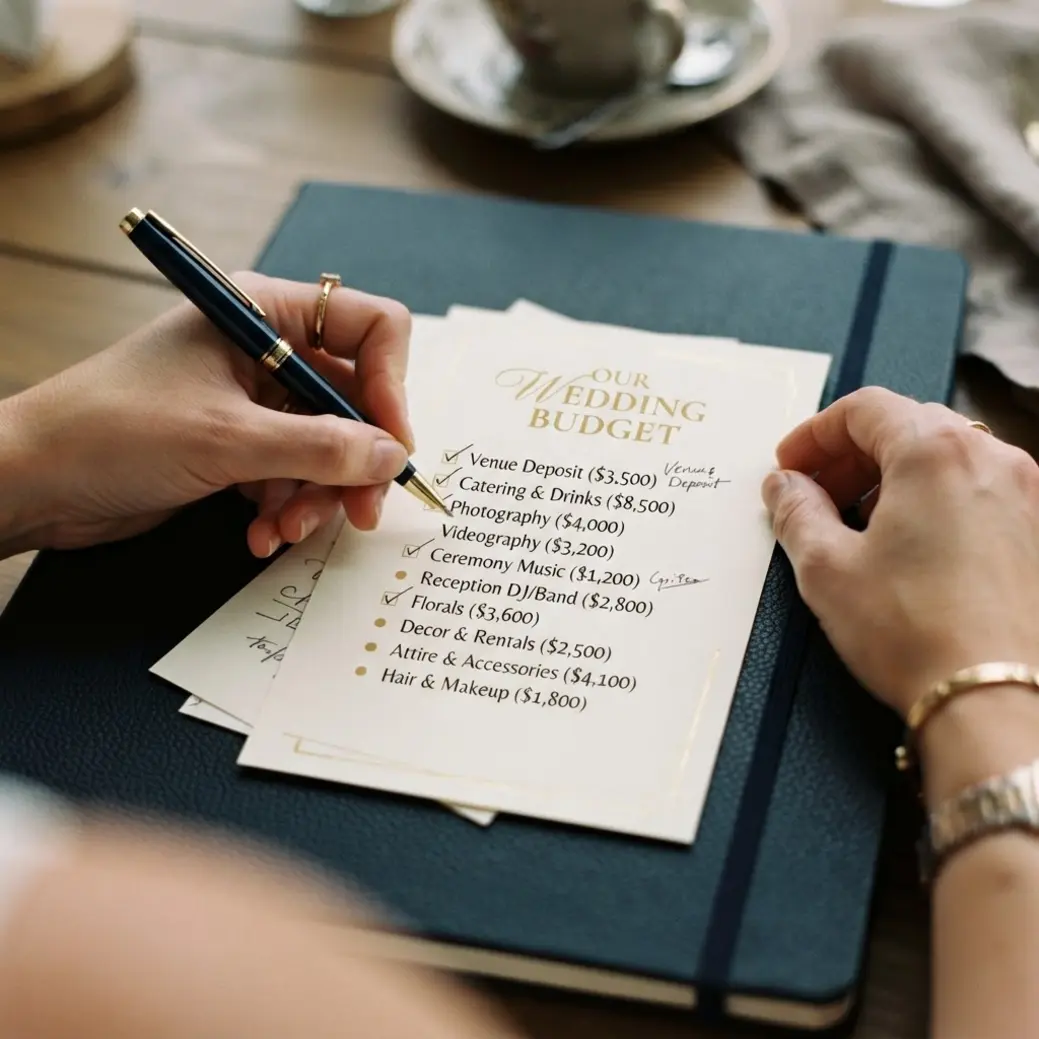 Average Wedding Cost: Real, Honest Numbers For 2026 6 Itemized wedding invoice showing line-item costs beyond the average wedding cost headline number