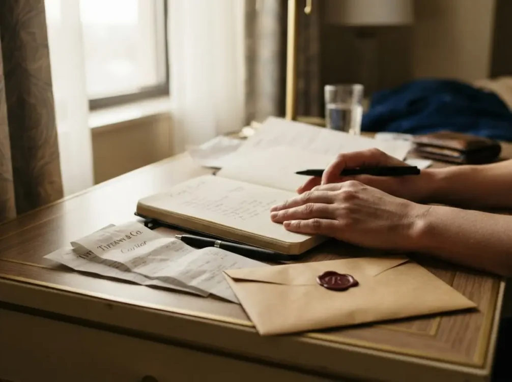 How much should an engagement ring cost: an engagement ring resting on a jewelry store display tray beside a printed price tag, soft light catching the stone